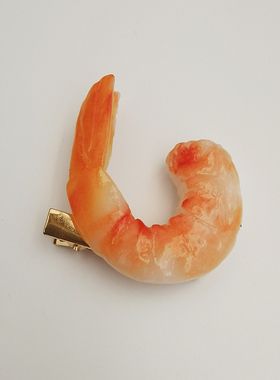 食物仿真虾发夹趣味搞怪边夹可爱创意虾仁发卡刘海夹少女头饰发饰