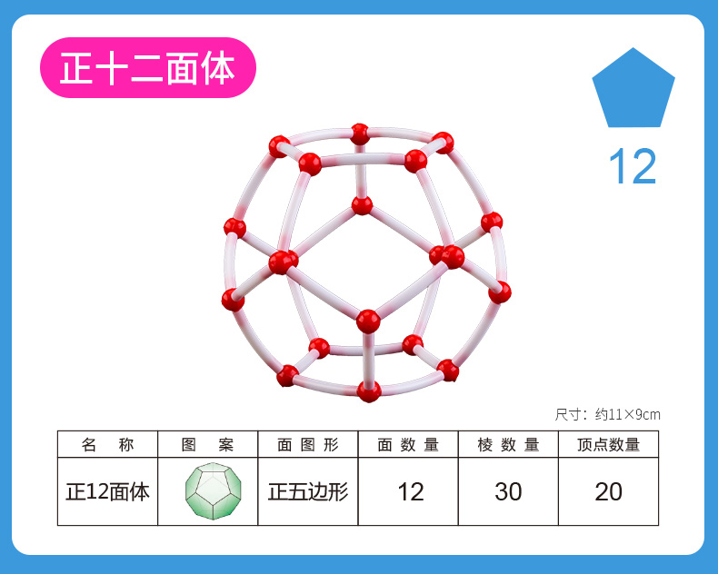 小学数学正多面体立体几何模型儿童益智棍棒拼接立方体正8面体4面体12面体20面体柏拉图立体几何正方体长方体 - 图2