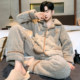 Men's flannel embroidered love loungewear pajamas