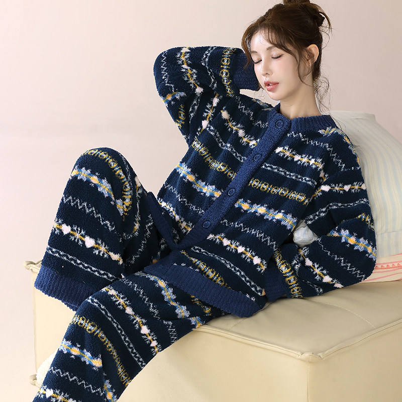 复古提花高密暖绒秋冬天可外穿法兰绒家居服宽松保暖睡衣女套装,淘宝优惠券,粉丝福利购,淘宝优惠卷