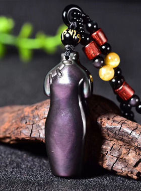 天然黑曜石旗袍吊坠