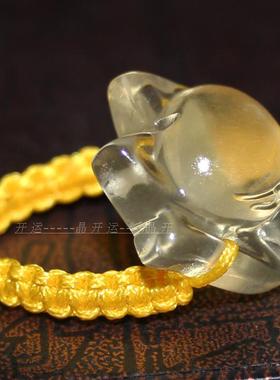 天然黄水晶狐狸戒面 黄水晶狐狸戒指 黄水晶萌狐戒指