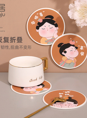 古风唐仕女杯垫隔热防滑