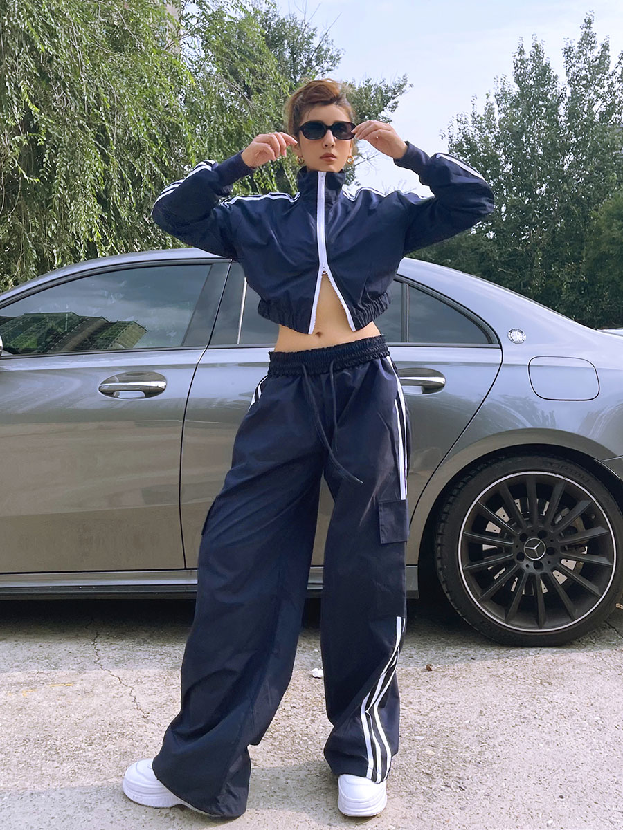 NAYB娜依2022早秋新款多色休闲运动套装美式简约设计感高街三条杠 - 图1