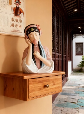 复古戏曲人物陶瓷装饰摆件