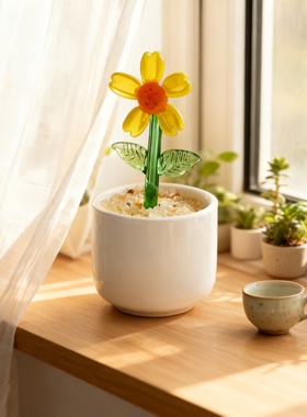 手工钩织向日葵桌面摆件解闷