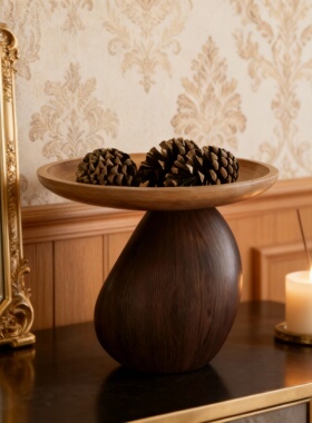 北欧实木圆形轻奢客厅边几