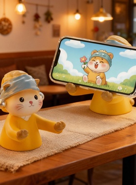 可爱卡通小猫手机支架桌面摆件
