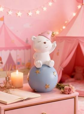 卡通小熊树脂桌面摆件少女心