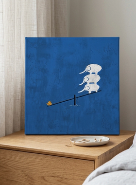蓝色小象现代简约客厅玄关装饰画