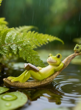 可爱青蛙木质装饰摆件