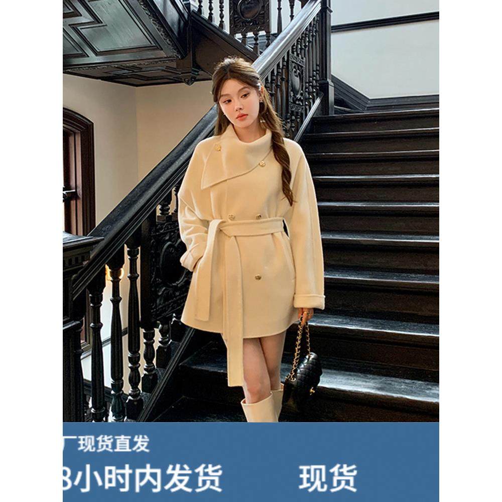 白色毛呢外套女短款2025秋新款韩系高级感今年流行爆款呢子大衣,淘宝优惠券,粉丝福利购,淘宝优惠卷