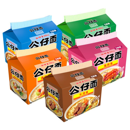 公仔面方便面海鲜牛肉排骨味5连包家庭实惠装代餐宵夜速食泡面 - 图3
