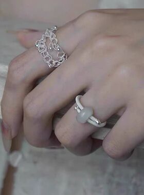 瑞士 Francesca 晨露 双层花丝流苏戒指新法式轻奢小众设计气质