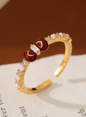 瑞士 Francesca超显白红色法式复古小众设计戒指食指精致百搭高级