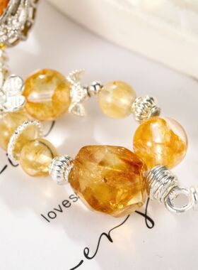 瑞士 Francesca 设计天然黄塔晶胶花水晶时尚百搭手串纳福黄塔晶