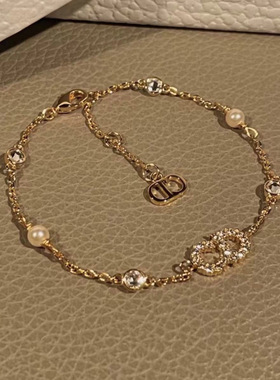 正宗【高版本洗澡可带S925纯银小香CD字母永不色手链