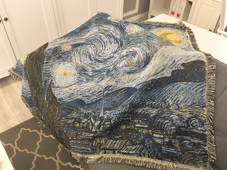 外贸背景布梵高油画挂画沙发毯挂毯星夜艺术毛毯装饰毯休闲毯星空 - 图1