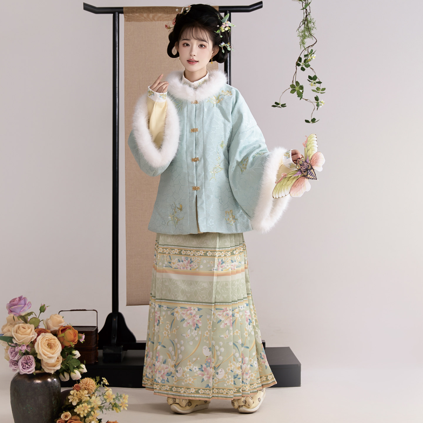 池秋记汉服明制昭君袄毛呢加绒保暖日常秋冬圆领披袄汉服套装,淘宝优惠券,粉丝福利购,淘宝优惠卷