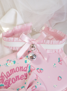 花边铃铛模板软妹项链项圈粉色