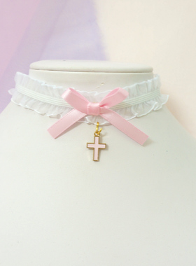 蝴蝶结蕾丝花边女项链项圈少女