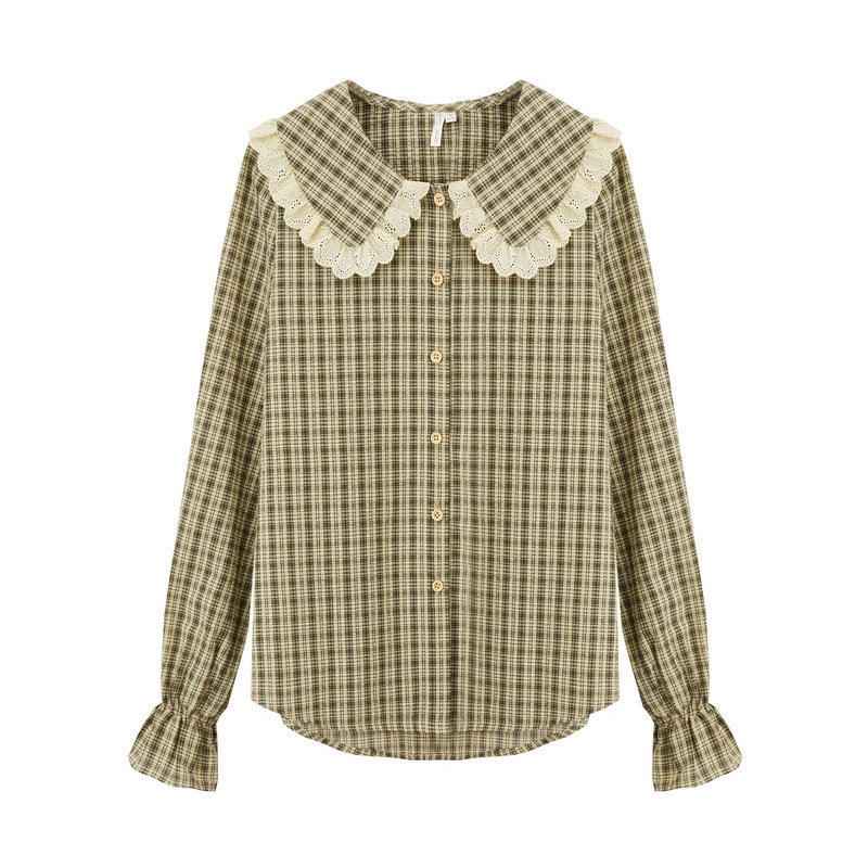 茵曼2020春秋新款春装韩版格子长袖 茵曼翰飞衬衫