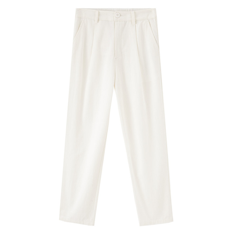 茵曼旗舰白色小直筒九分裤休闲裤 茵曼翰飞休闲裤