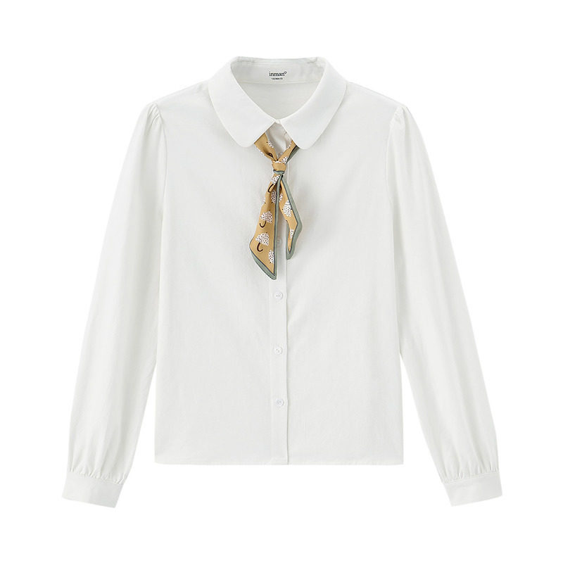 茵曼旗舰店娃娃领森系女士纯棉衬衫 茵曼翰飞衬衫