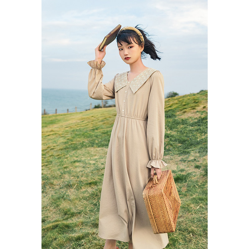 茵曼旗舰店官方茵蔓2021年连衣裙 茵曼翰飞连衣裙