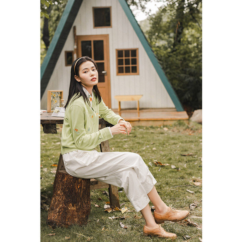 茵曼小清新长袖2020年秋装针织衫 茵曼翰飞毛针织衫