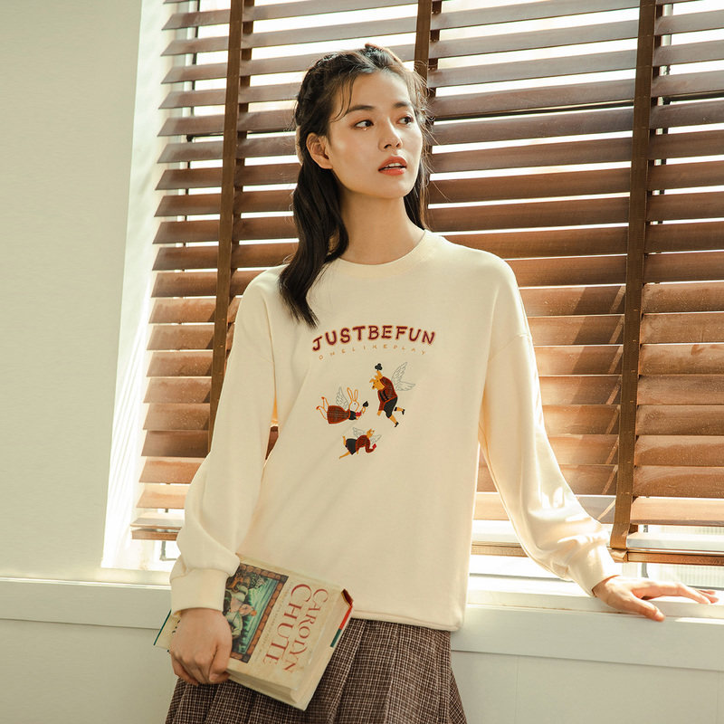 茵曼旗舰店2020秋季减龄长袖潮卫衣 茵曼翰飞卫衣/绒衫