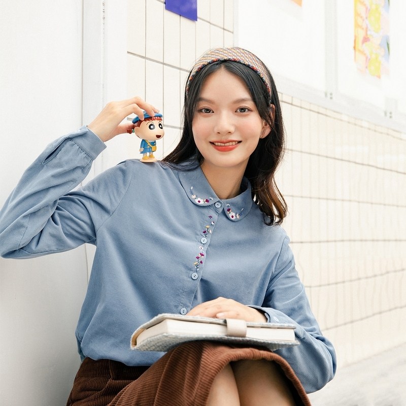 茵曼旗舰店2020新款秋季灯芯绒衬衫 茵曼翰飞衬衫