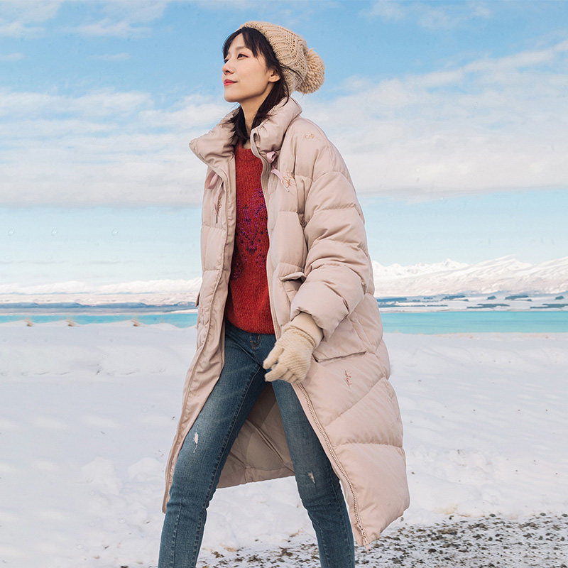 茵曼旗舰店茵蔓秋冬新款时尚白鸭绒 茵曼翰飞羽绒服