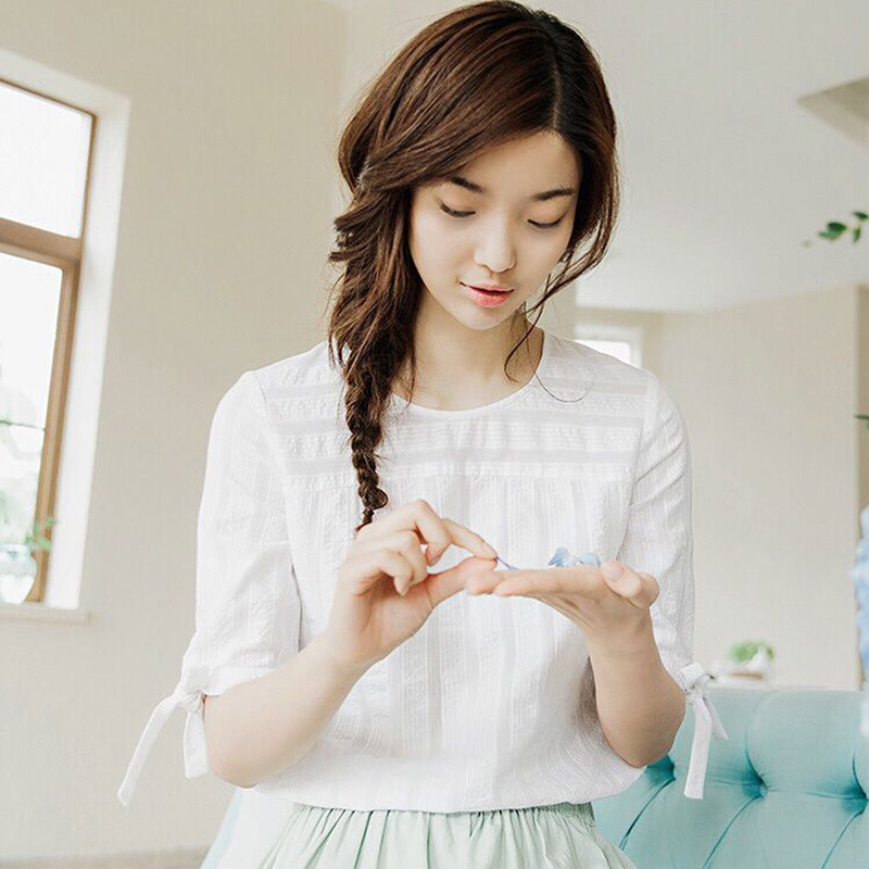 清仓特价茵曼旗舰店夏装七分袖衬衣 茵曼翰飞衬衫