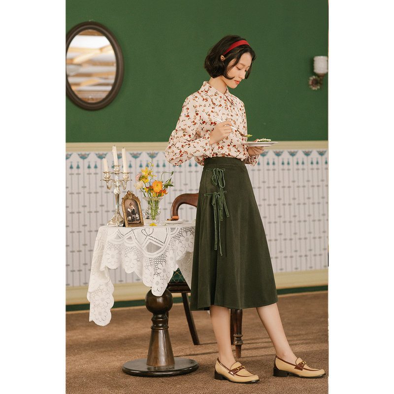 茵曼旗舰店灯笼袖女式碎花法式衬衫 茵曼翰飞衬衫