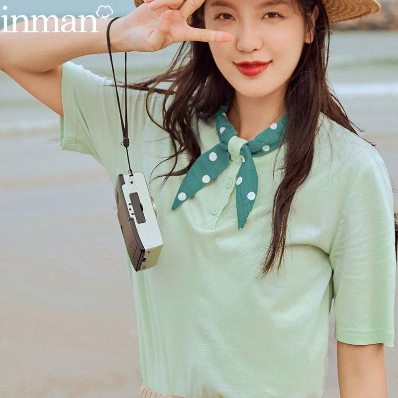 茵曼旗舰店特价清仓夏季法式t恤 茵曼翰飞T恤