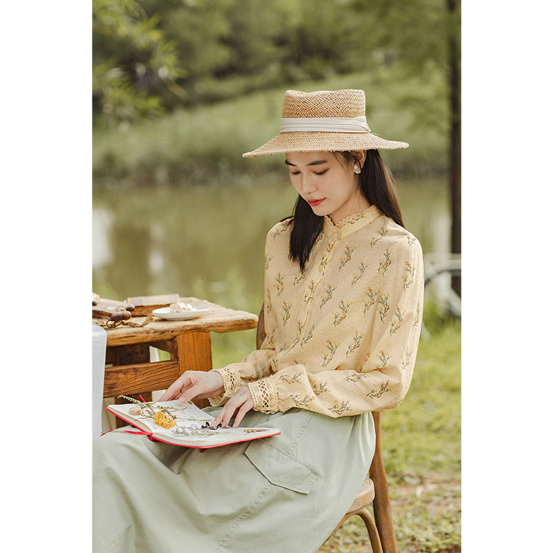 茵曼旗舰店2020年新款女士碎花衬衫 茵曼翰飞衬衫