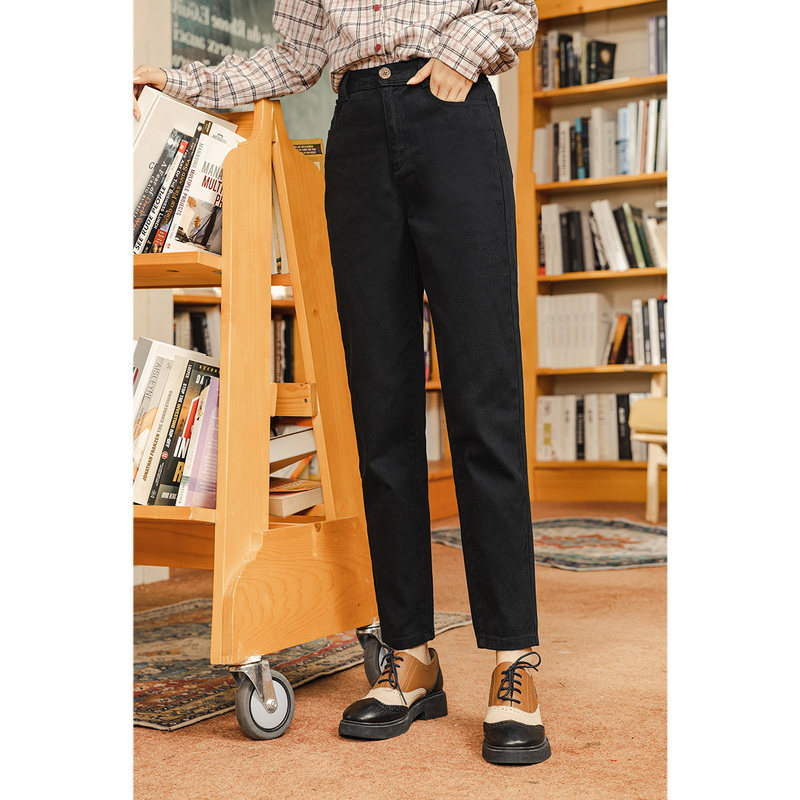 茵曼旗舰店茵蔓女裤子直筒牛仔裤 茵曼翰飞牛仔裤