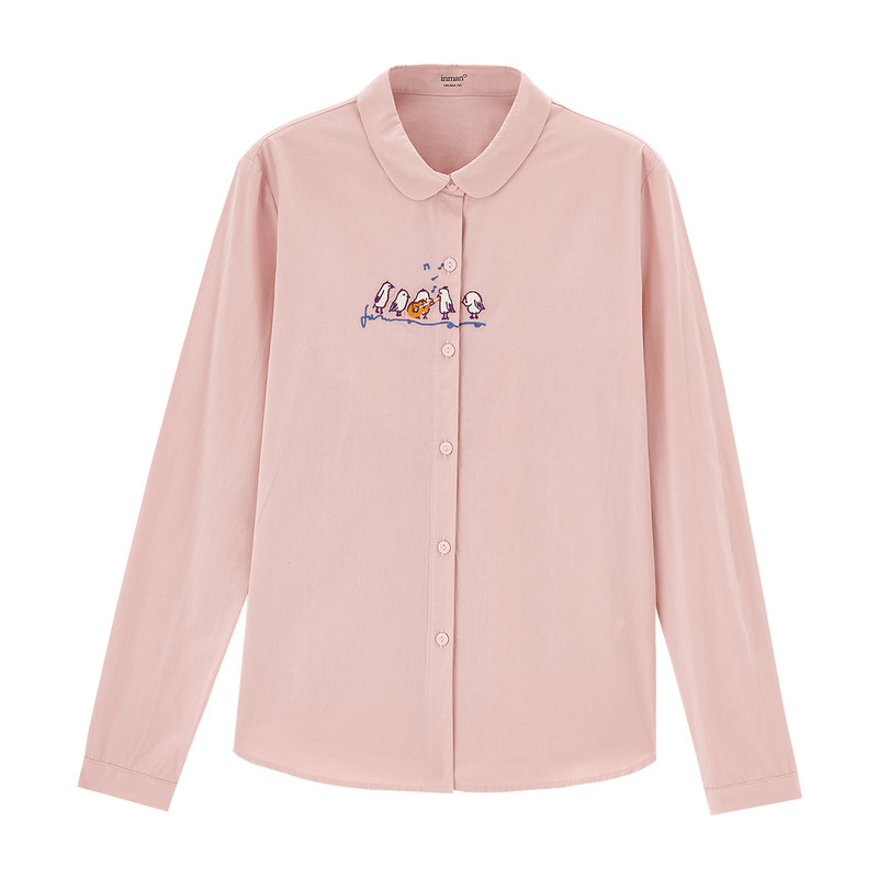 茵曼旗舰店女士长袖纯棉茵蔓衬衫 茵曼翰飞衬衫