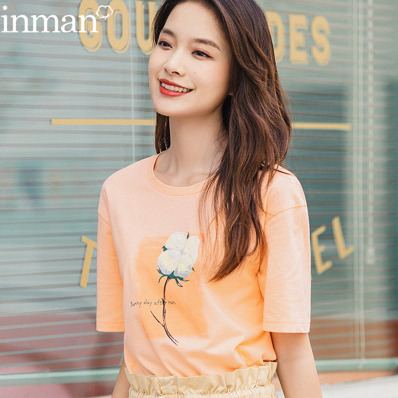 茵曼旗舰店2020年新款夏季女装t恤 茵曼翰飞T恤
