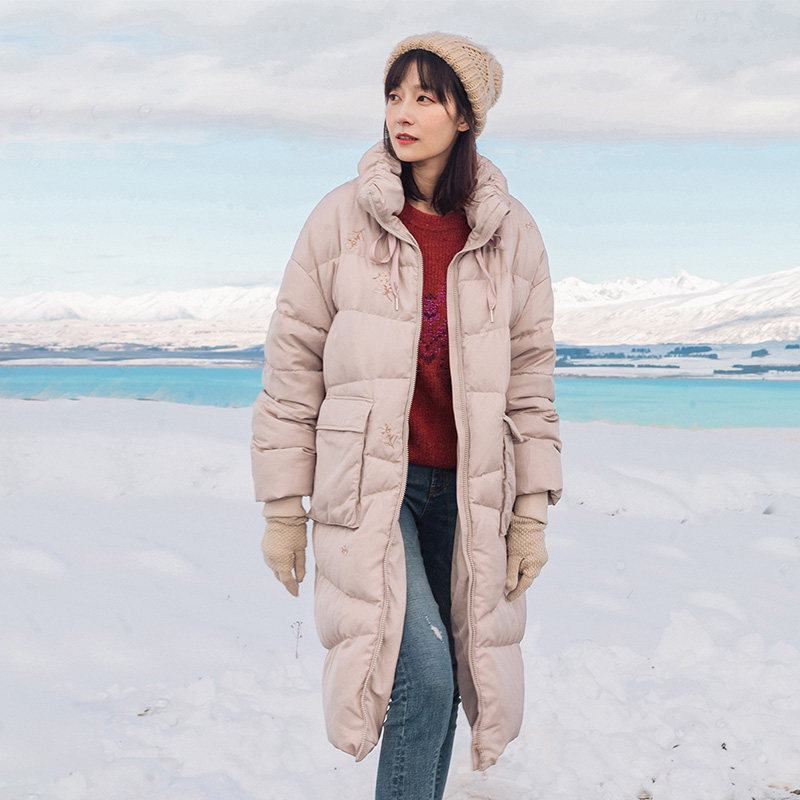 茵曼旗舰店茵蔓秋冬新款时尚白鸭绒 茵曼翰飞羽绒服