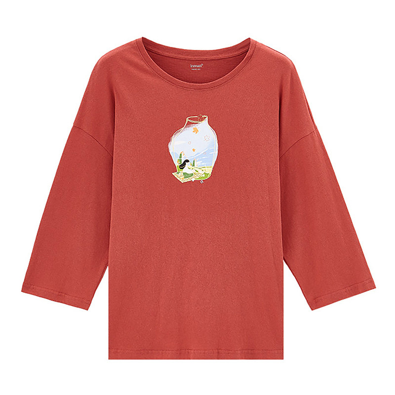 茵曼旗舰店2020秋季新款茵蔓t恤衫 茵曼翰飞T恤