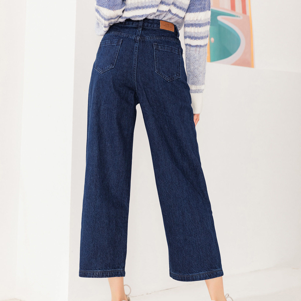 茵曼旗舰店特价清仓宽松直筒牛仔裤 茵曼翰飞牛仔裤