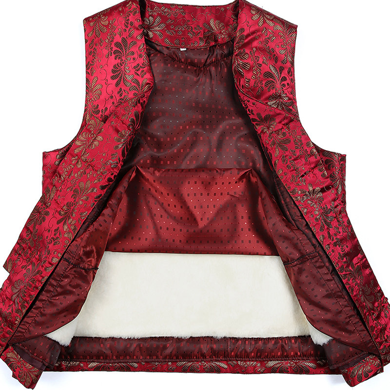 中老年人女装秋装妈妈唐装羊毛马甲 冬窝中老年女装