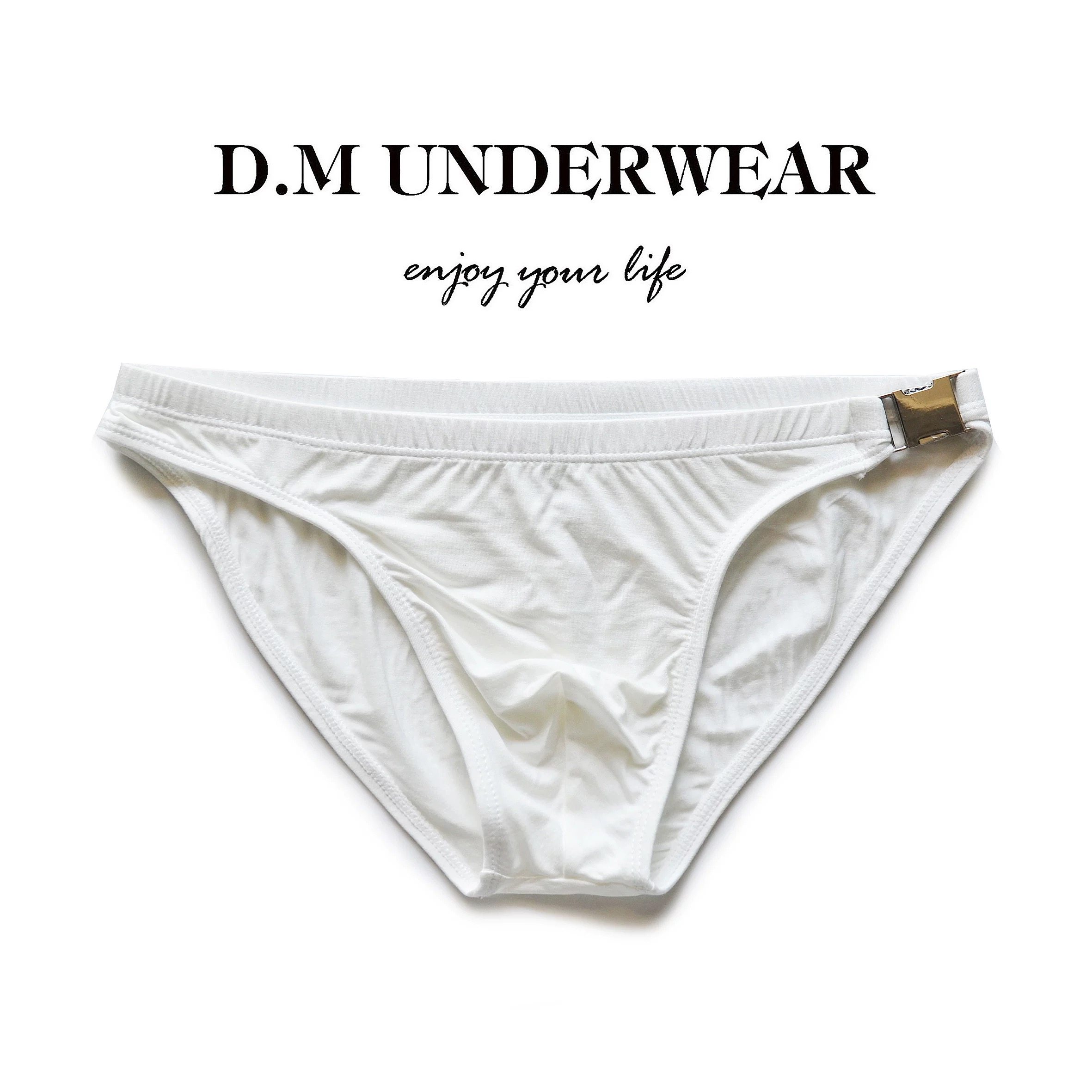 D.M男内裤低腰性感金属扣侧漏三角裤运动薄高弹纯色透气柔软裤钗,淘宝优惠券,粉丝福利购,淘宝优惠卷