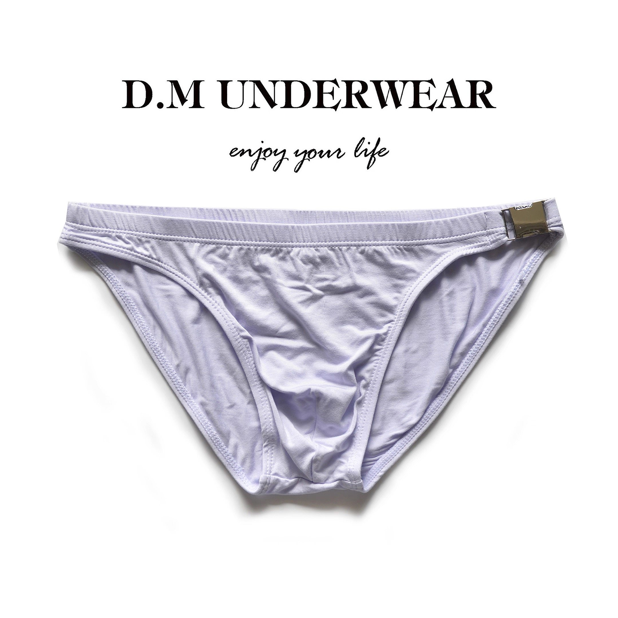 D.M男内裤低腰性感金属扣侧漏三角裤运动薄高弹纯色透气柔软裤钗,淘宝优惠券,粉丝福利购,淘宝优惠卷