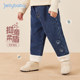 [耐磨]女童牛仔裤秋冬新款加绒裤子儿童加厚老爹裤宝宝休闲裤