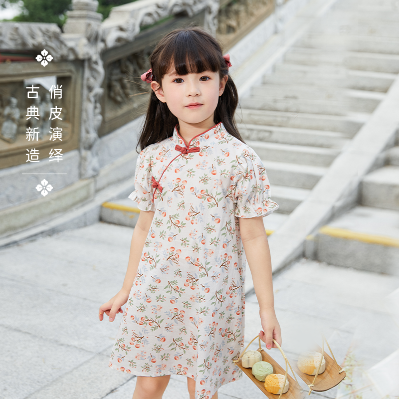 汉服女童夏款宝宝旗袍裙子夏季小童夏装新中式古风连衣裙儿童汉服 - 图1