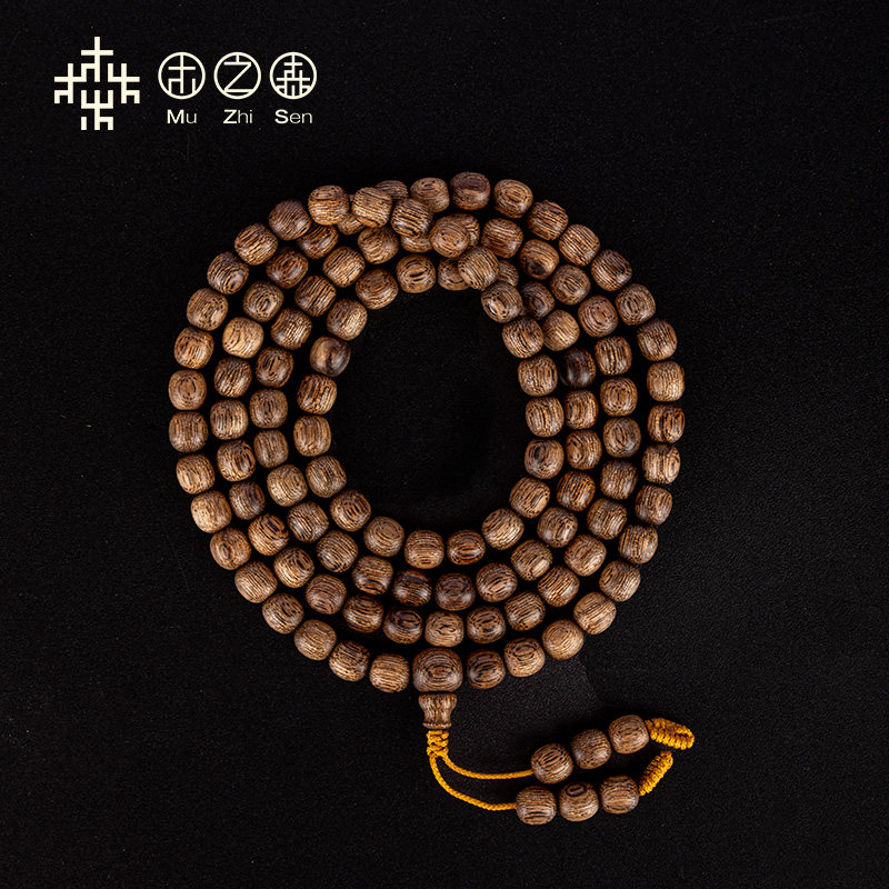 【黑油饱满 】文莱沉香念珠6mm*17.41g天然熟结老料桶珠手链保真,淘宝优惠券,粉丝福利购,淘宝优惠卷