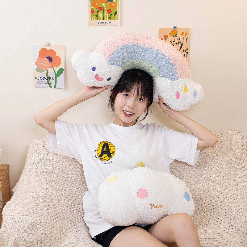 Ins style simple smiley face rainbow clouds love unicorn pillow sofa cushion girl bedside bay window cushion